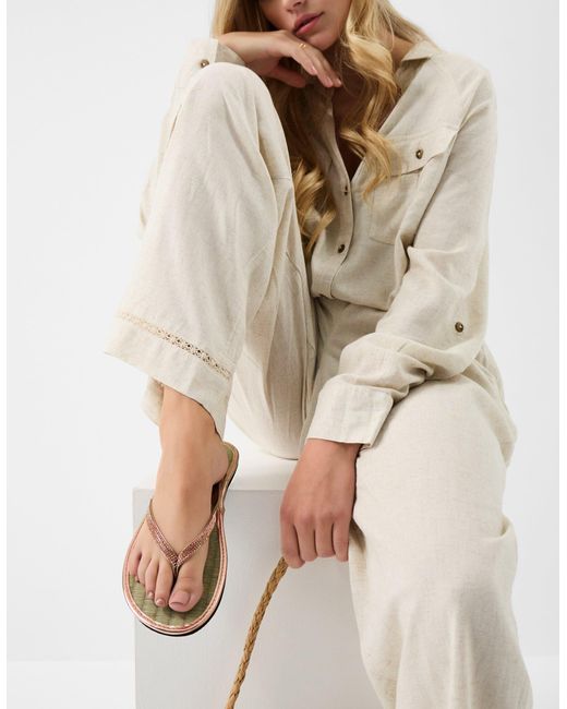 Accessorize Natural Sparkle Seagrass Flip Flops