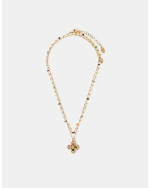 Accessorize White 2-Pack Beaded Clover Pendant Necklaces
