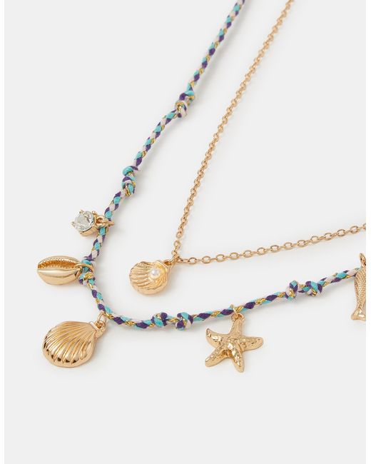 Accessorize White 2-Pack Shell Charm Cord Necklaces