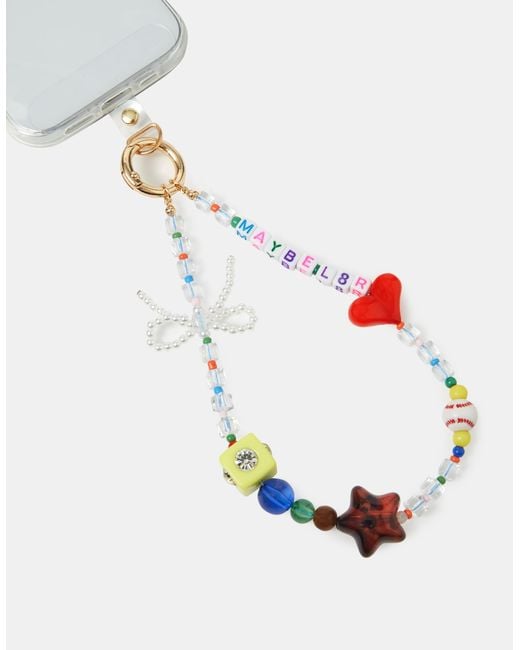 Accessorize White Slogan Beaded Wrist Phone Strap