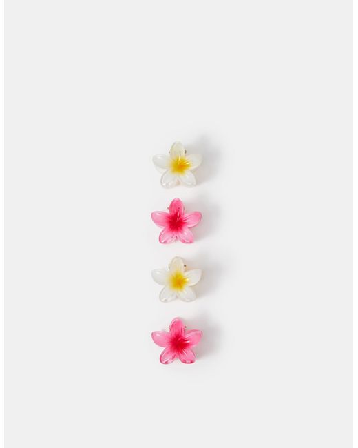 Accessorize White 4-Pack Mini Tropical Flower Claw Clips