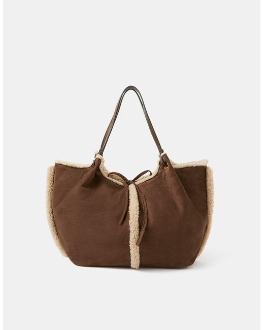 Accessorize Blue Reversible Faux Shearling Shoulder Bag