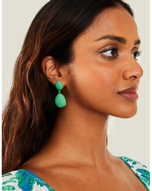 Accessorize Women's Green Matte Drop Earrings