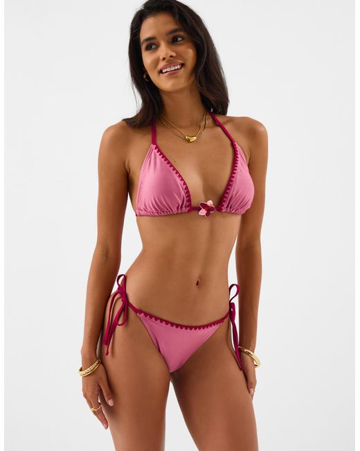 Accessorize Pink Whipstitch Tie Side Bikini Bottoms