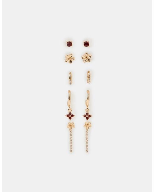 Accessorize White 5-Pack Flower Stud & Hoop Earrings