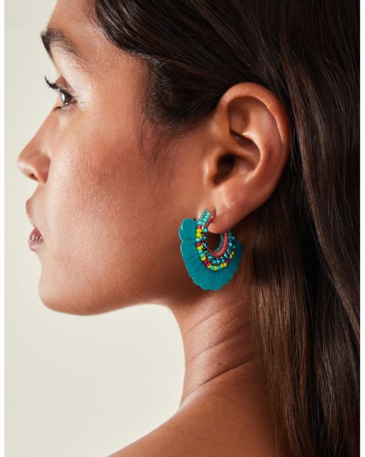 Accessorize Blue Women's Green Sequin Fan Earrings