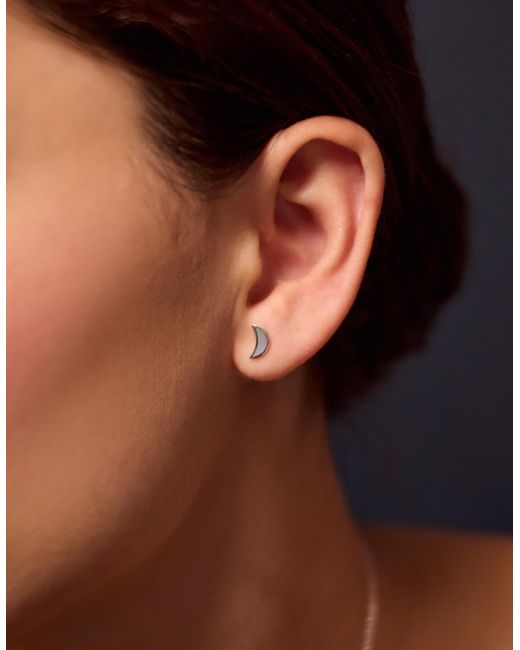 Accessorize White Sterling Crescent Moon Stud Earrings