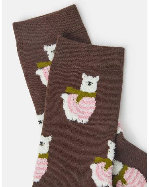 Accessorize White Llama Print Socks