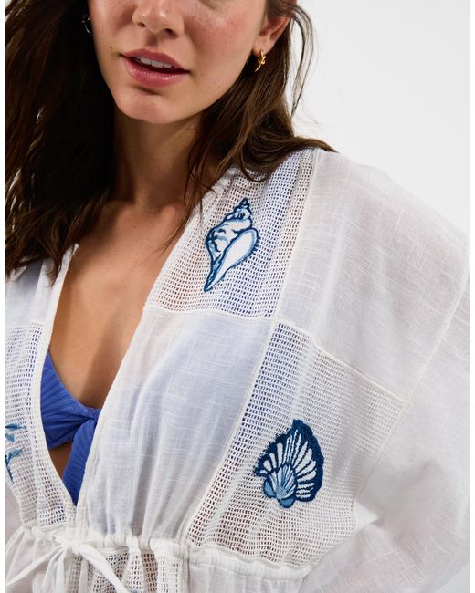 Accessorize White Shell Patchwork Mini Kaftan
