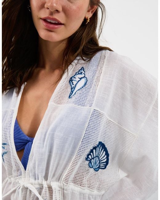 Accessorize White Shell Patchwork Mini Kaftan