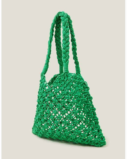 Accessorize Green Open Weave Shopper Bag