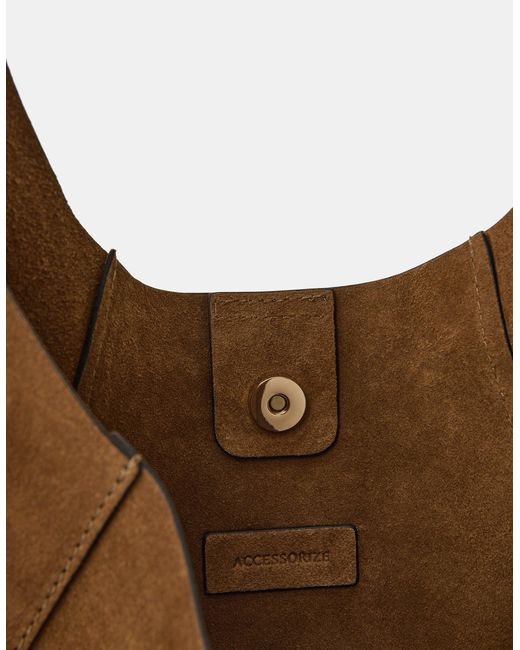 Accessorize Brown Large Suede Shoulder Bag