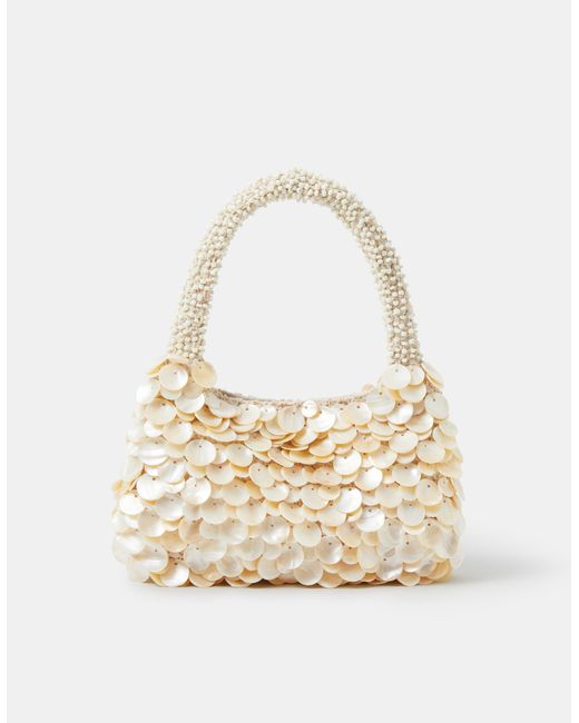 Accessorize Natural Mother Of Pearl Beaded Bag