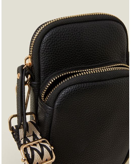 Accessorize Green Webbing Strap Phone Bag Leather