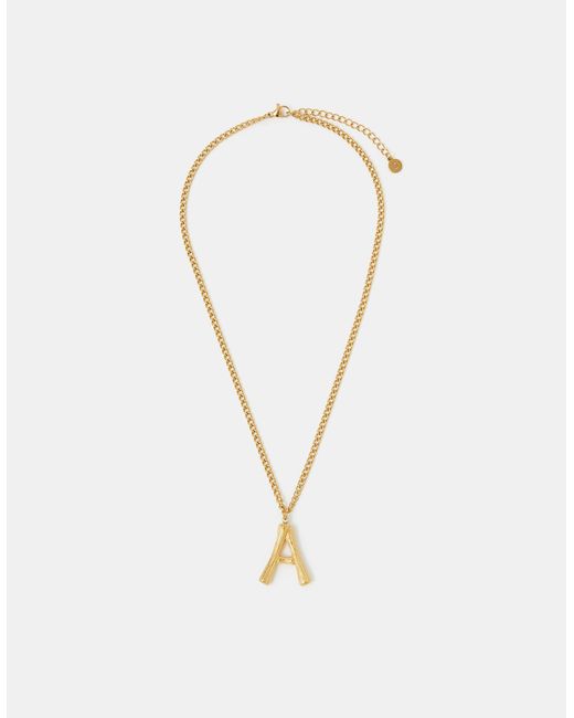 Accessorize Metallic Stainless Steel Bamboo Initial Pendant Necklace
