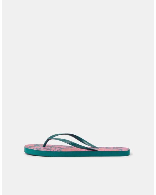 Accessorize White Tropical Print Flip Flops