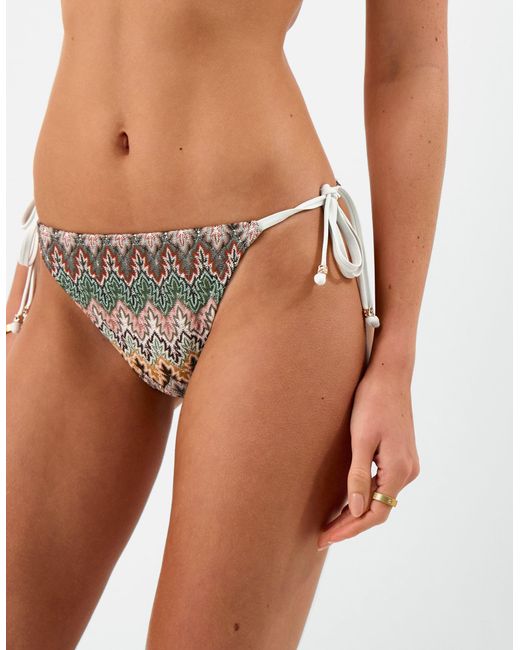 Accessorize Natural Crochet Tie Side Bikini Bottoms