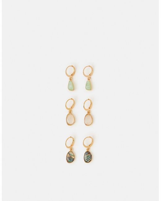 Accessorize White 3-Pack Mini Stone Drop Hoop Earrings