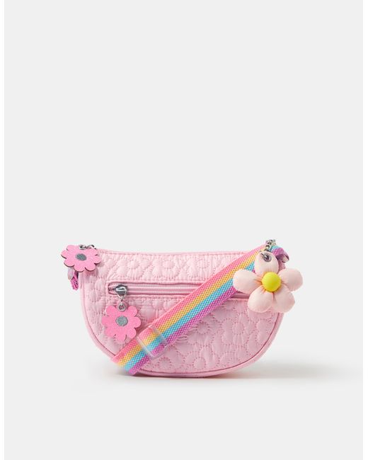 Accessorize Pink Flower Quilted Crossbody Bag