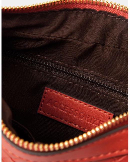 Accessorize Red Woven Scoop Crossbody Bag