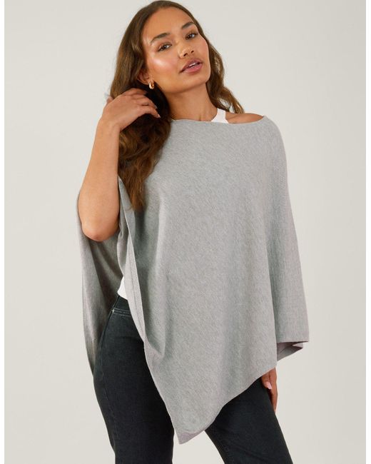 Accessorize Gray Knit Poncho