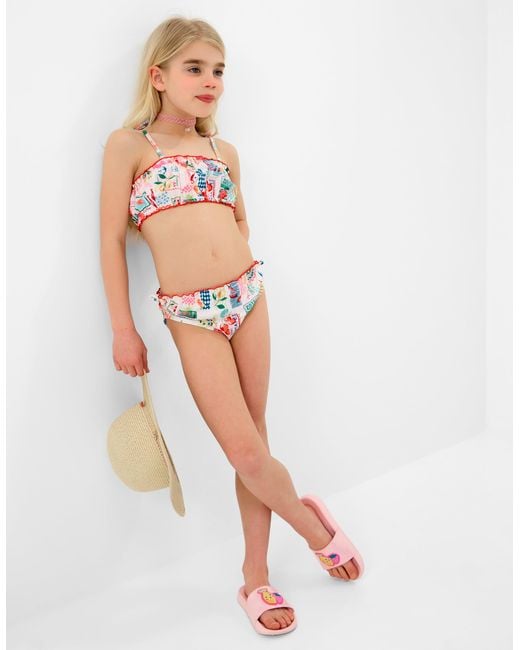 Accessorize Gray Postcard Print Bikini Set