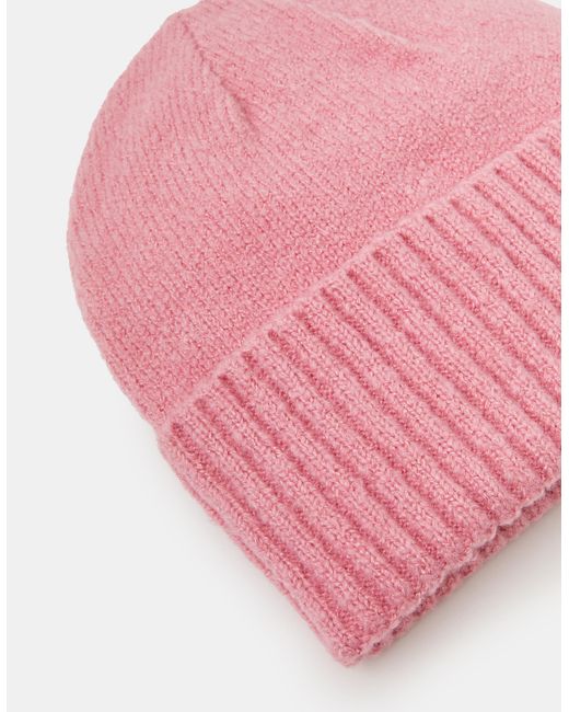 Accessorize Pink Ribbed Knit Beanie Hat