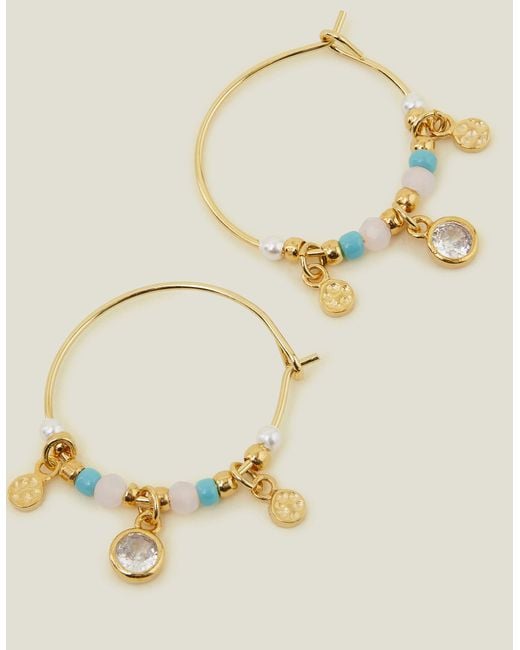 Accessorize Metallic Women's 14ct Gold-plated Beaded Hoops