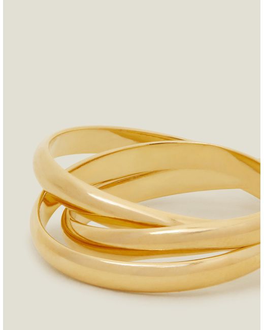 Accessorize Yellow Women's 14ct Gold-plated Russian Band Ring Gold