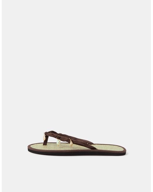 Accessorize White Shell Charm Seagrass Flip Flops