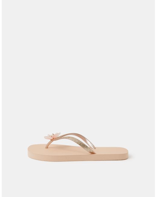 Accessorize Natural Lotus Flower Flip Flops