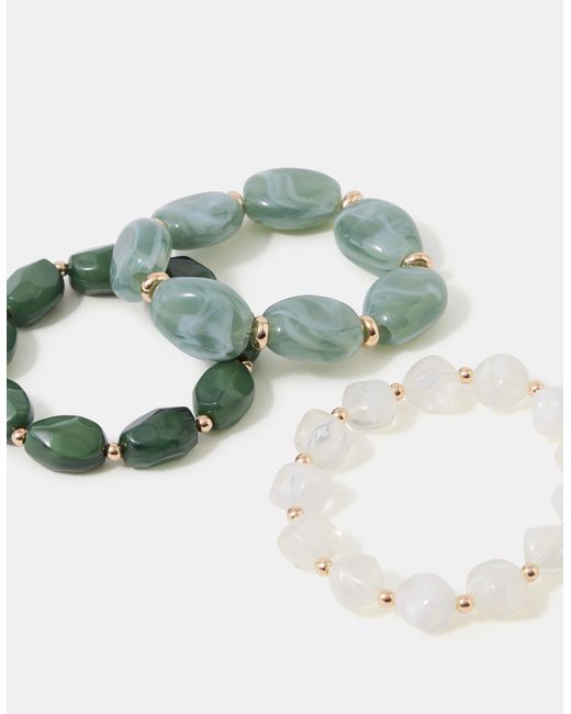 Accessorize Green 3-Pack Resin Bead Stretch Bracelets