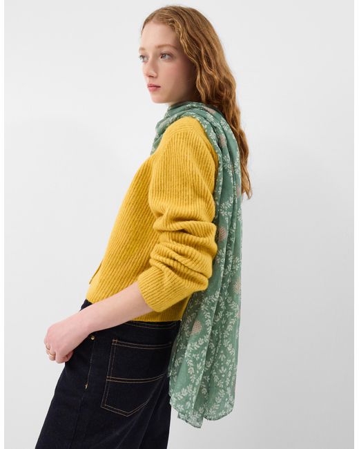 Accessorize Green Lightweight Cross Stitch Heart Print Scarf