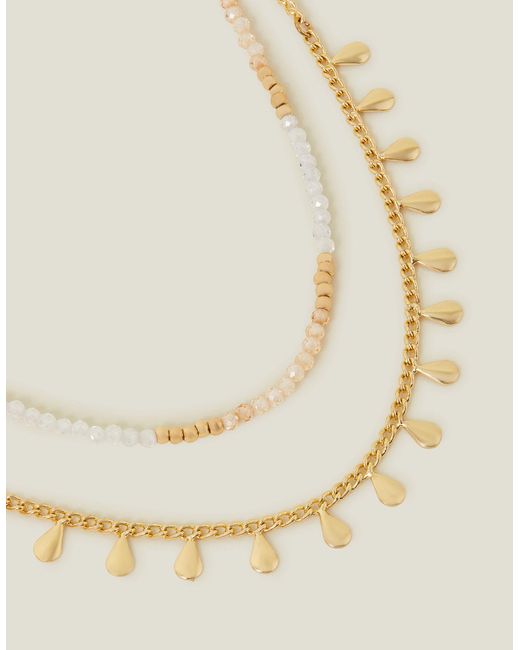 Accessorize Natural Gold Facet Bead Layered Necklace