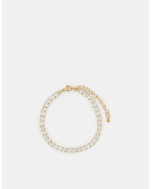 Accessorize White Stainless Steel Tennis Bracelet