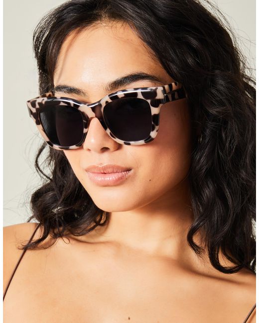 Accessorize Natural Chunky Tort Square Sunglasses