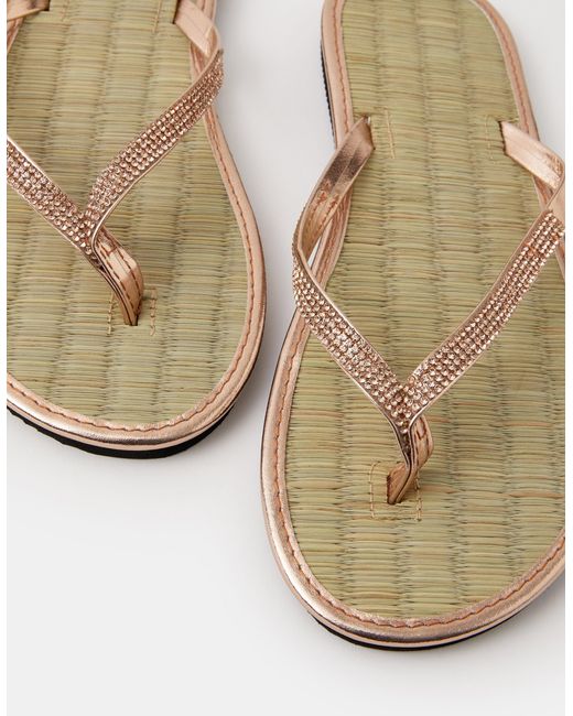 Accessorize Natural Sparkle Seagrass Flip Flops