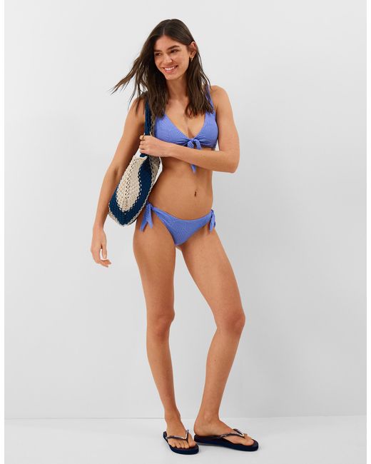 Accessorize Blue Shell Embossed Tie Side Bikini Bottoms