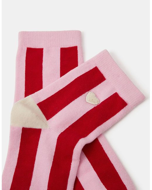 Accessorize Red Heart Stripe Socks