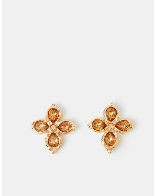 Accessorize Metallic Teardrop Cross Stud Earrings