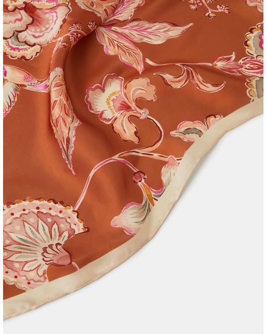 Accessorize Pink Floral Square Satin Scarf