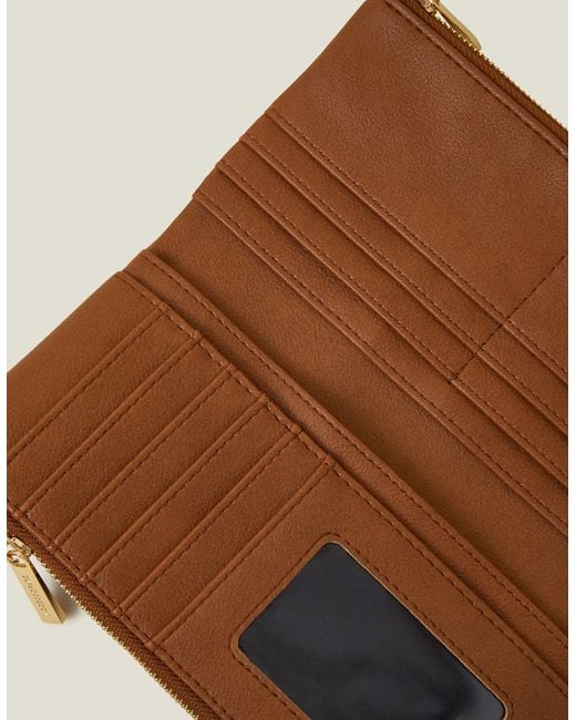 Accessorize Natural And Cream Pu Push Lock Multi Wallet