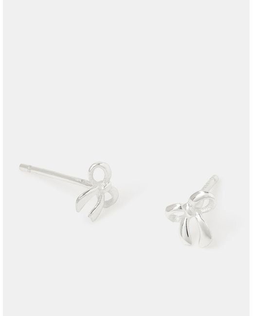 Accessorize White Sterling Bow Stud Earrings