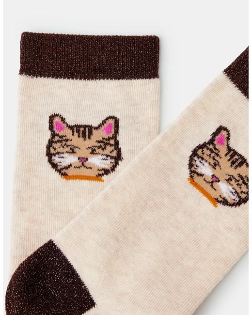 Accessorize White Cat Shimmer Socks