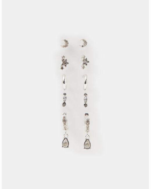 Accessorize White 5-Pack Gem Stud & Hoop Earrings