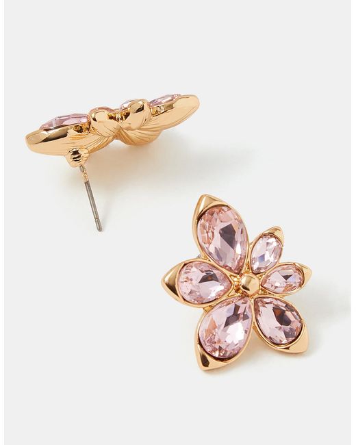 Accessorize White Gemstone Flower Stud Earrings