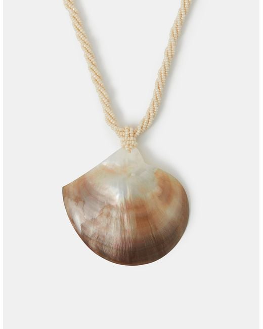 Accessorize White Mother Of Pearl Shell Beaded Necklace