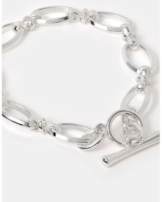 Accessorize White Sterling-Plated Knot Chain T-Bar Bracelet