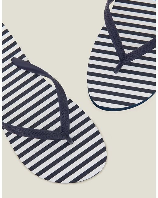 Accessorize Women's Navy Stripe Flip Flops Blue