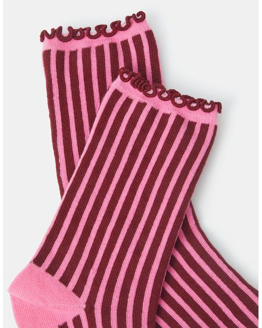 Accessorize Pink Frilly Stripe Socks